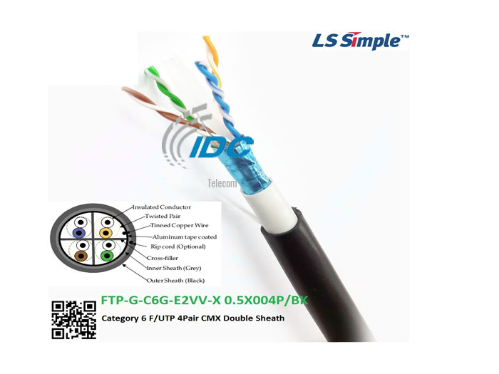 Cáp Mạng LS CAT 6 F/UTP 4Pair CMX Double Sheath